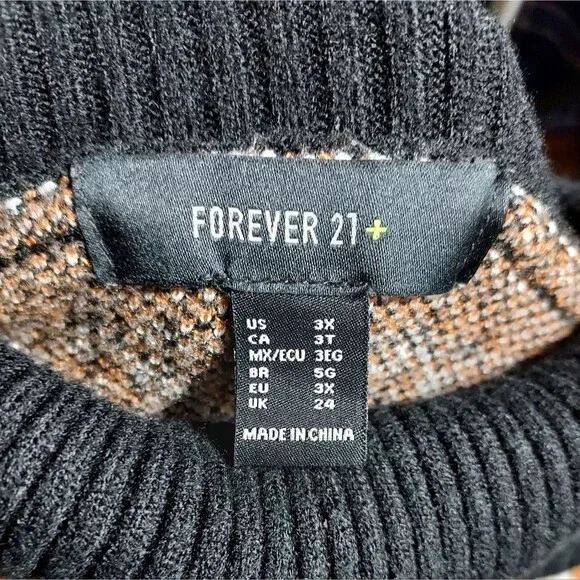 Forever 21+ Womens Plus Size 3X Fair Isle Sweater Mock Neck Dress Tunic - Picture 6 of 6